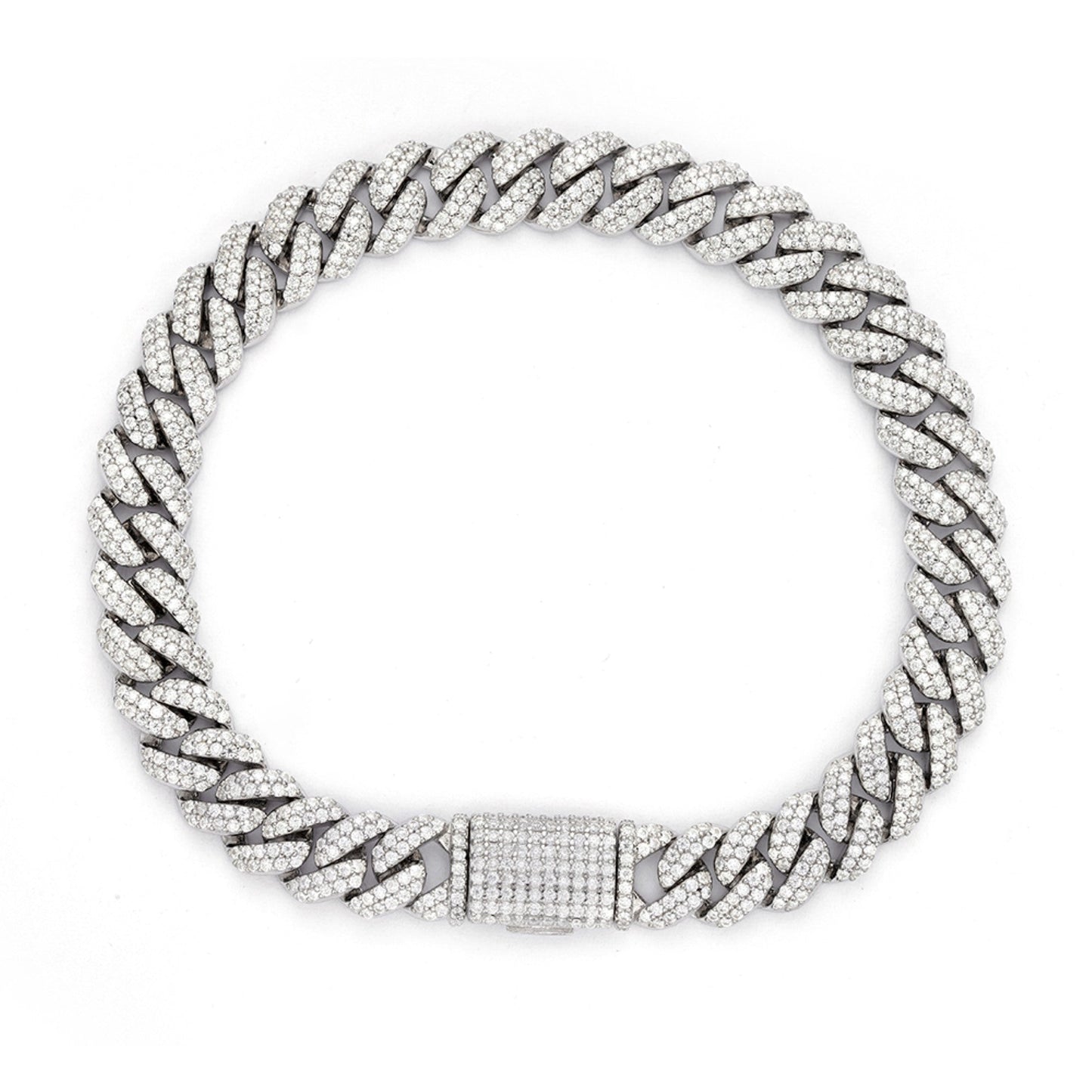 S.Silver Moissanite 8Mm  Cuban Bracelet 8Inch RP 5 Cttw