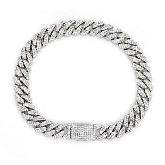S.Silver Moissanite 8Mm  Cuban Bracelet 8Inch RP 5 Cttw