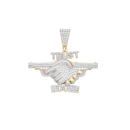 S.Silver Moissanite Designer Pendant RP+GP 2-5/8 Cttw