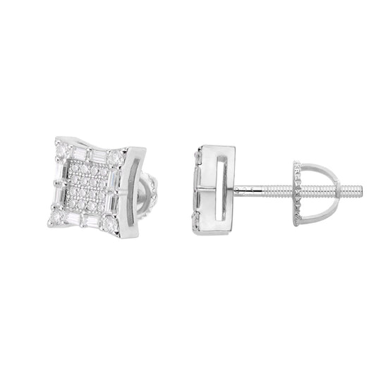 S.Silver Moissanite Square Shape Stud Earrings RP 5/8 Cttw