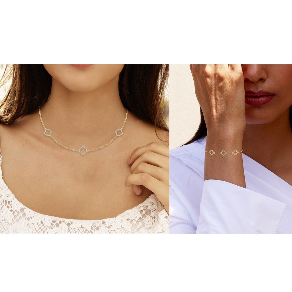 14K Yellow Gold Round Link Necklace Bracelet Set 1-1/6 Cttw