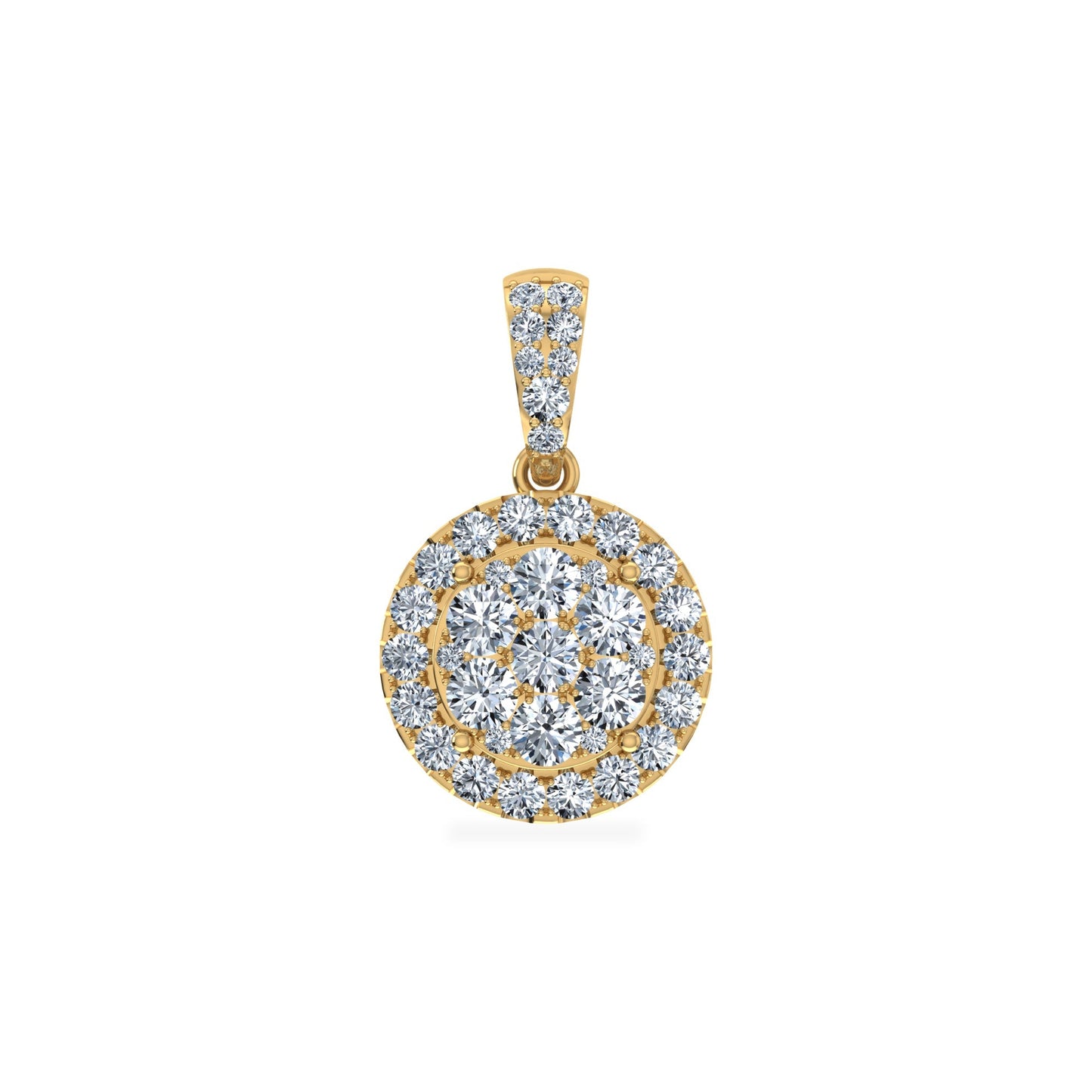 14K Yellow Gold Moissanite Round Shape Womens Designer Pendants 7/8 Cttw