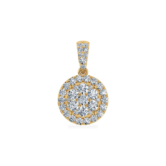 14K Yellow Gold Moissanite Round Shape Womens Designer Pendants 7/8 Cttw