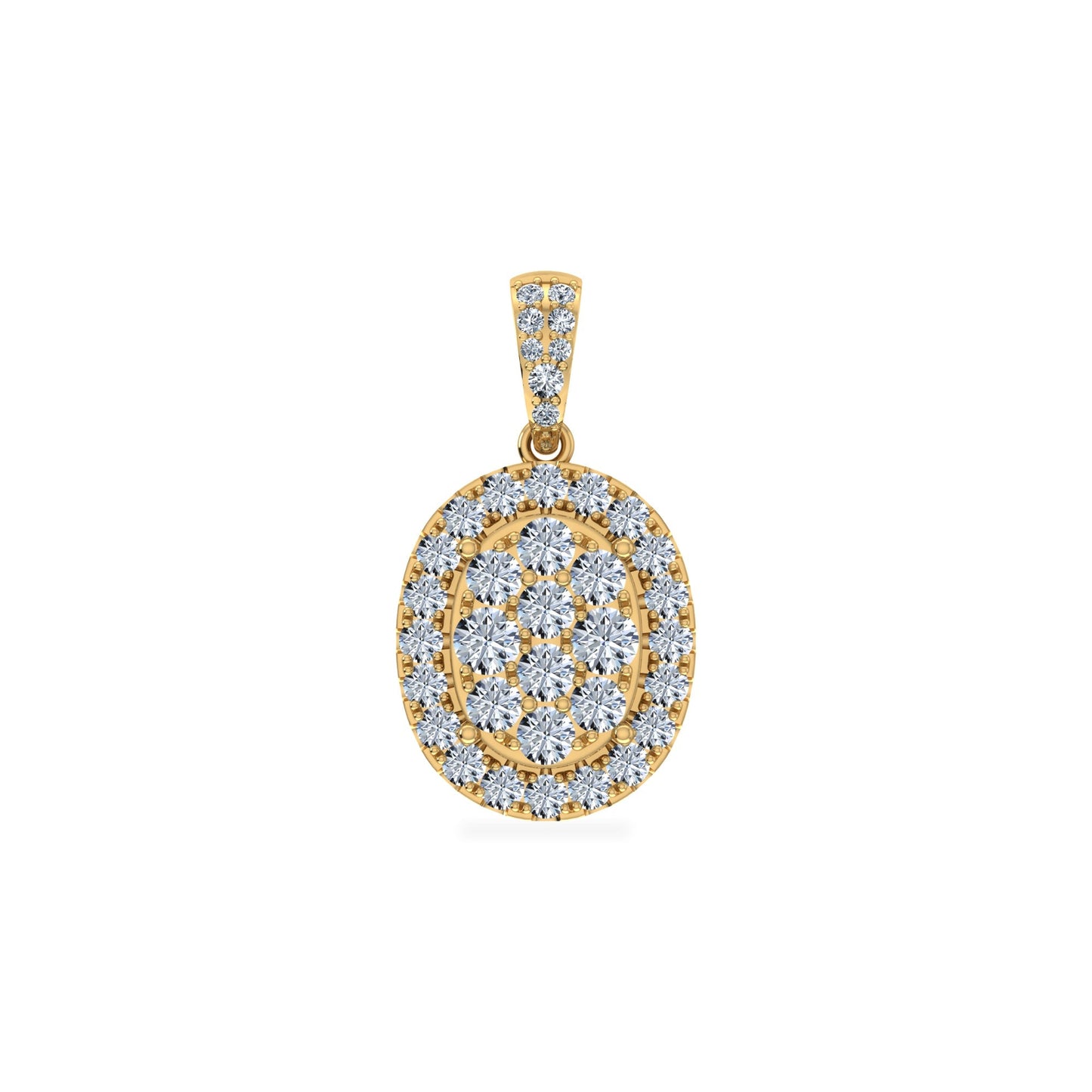 14K Yellow Gold Moissanite Oval Shape Halo Floral Womens Designer Pendants 1-1/4 Cttw