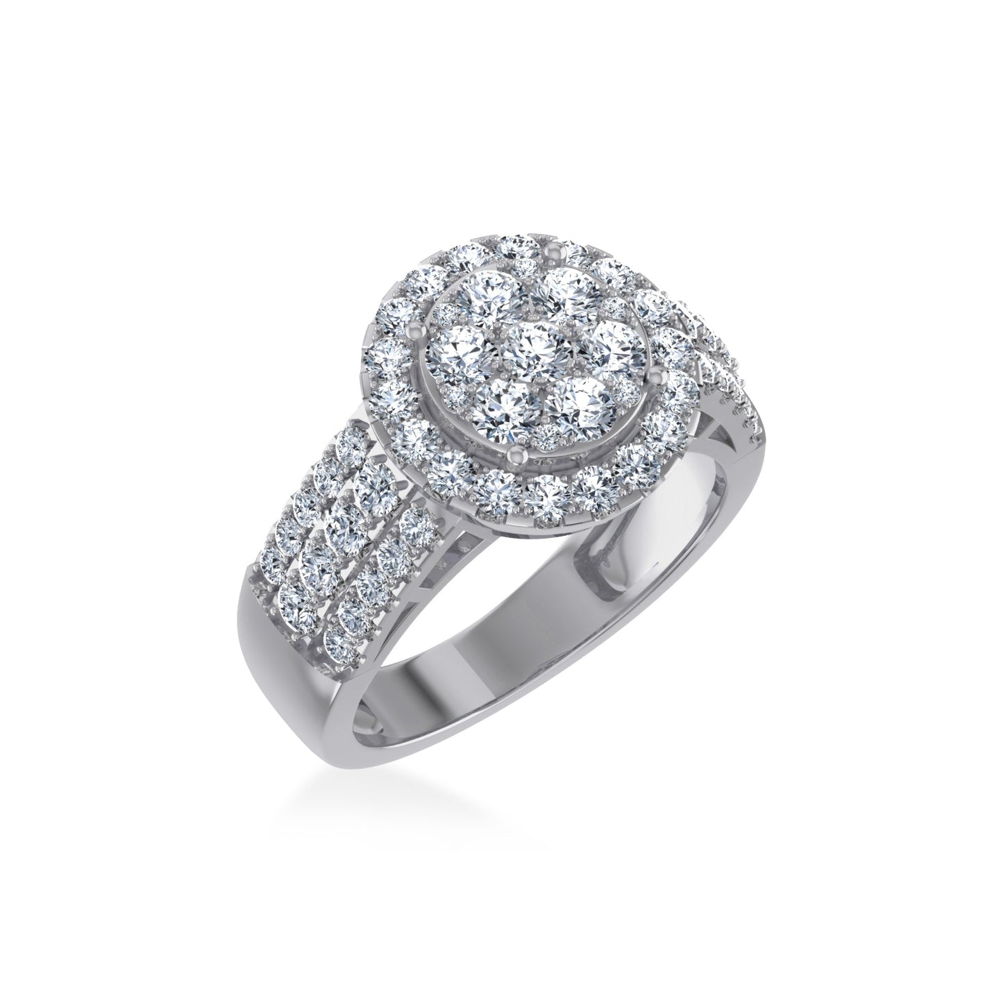 14K White Gold Round Moissanite Floral Womens SZ 7 Bridal Ring 1-1/3 Cttw