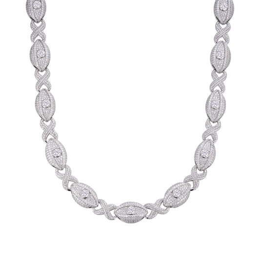 S.Silver Round Moissanite Infinity Eye 22 Inch Designer Necklace RP 38-1/2 Cttw