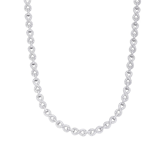 S.Silver 6mm Round Moissanite Infinity 18 Inch Designer Necklace RP 7-1/8 Cttw