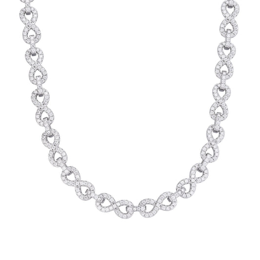 S.Silver 8mm Round Moissanite Infinity 22 Inch Designer Necklace RP 12 Cttw