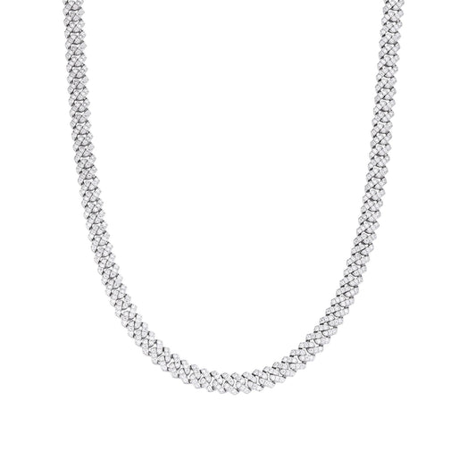 S.Silver 6mm Round Moissanite Cuban 22 Inch Necklace RP 5-3/8 Cttw