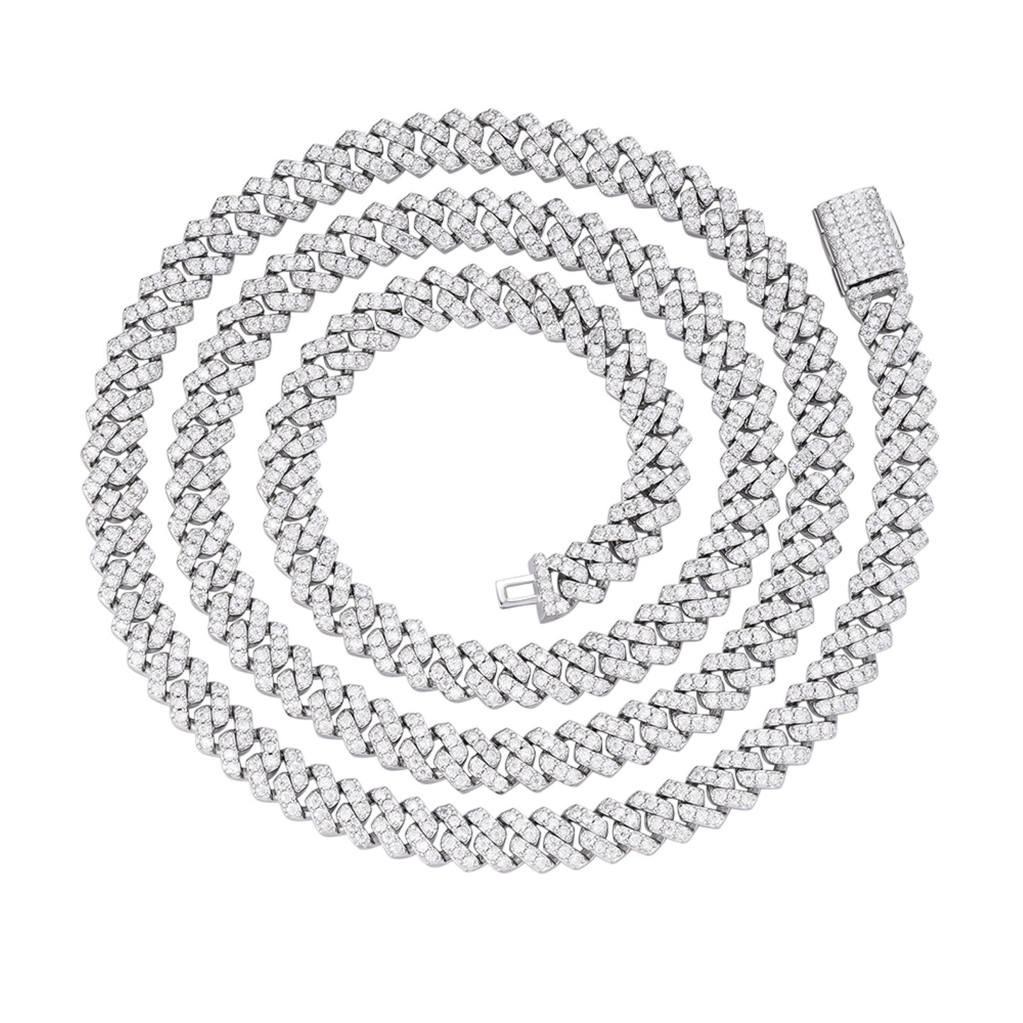 S.Silver 6mm Round Moissanite Cuban 20 Inch Necklace RP 5-3/8 Cttw