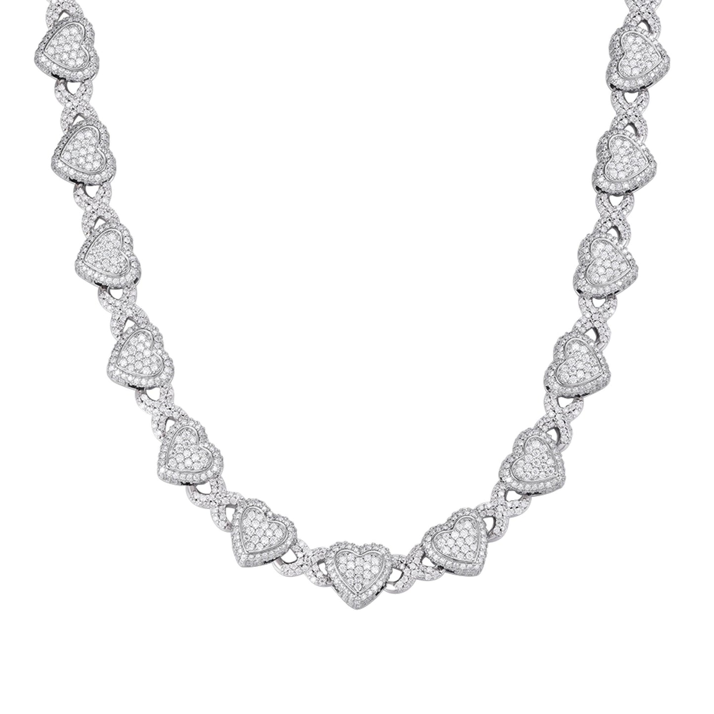 S.Silver Round Moissanite Infinity Heart Designer 18 Inch Necklace RP 19 Cttw