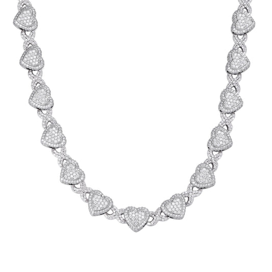 S.Silver Round Moissanite Infinity Heart Designer 18 Inch Necklace RP 19 Cttw