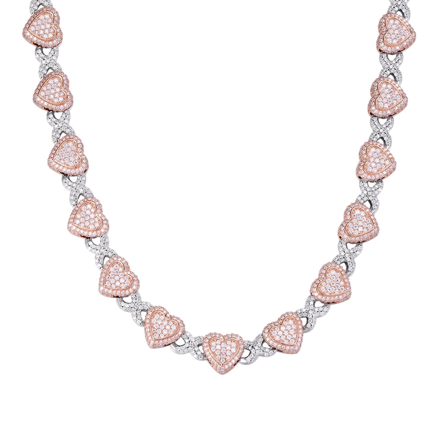 S.Silver Round Moissanite Infinity Heart Designer 18 Inch Necklace RP+PP 19 Cttw