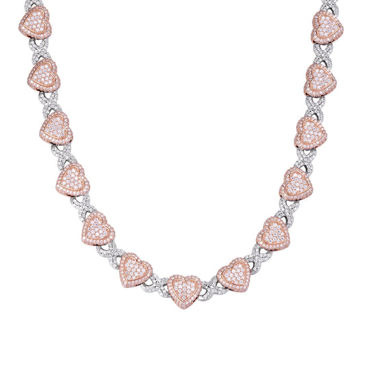 S.Silver Round Moissanite Infinity Heart Designer 18 Inch Necklace RP+PP 19 Cttw