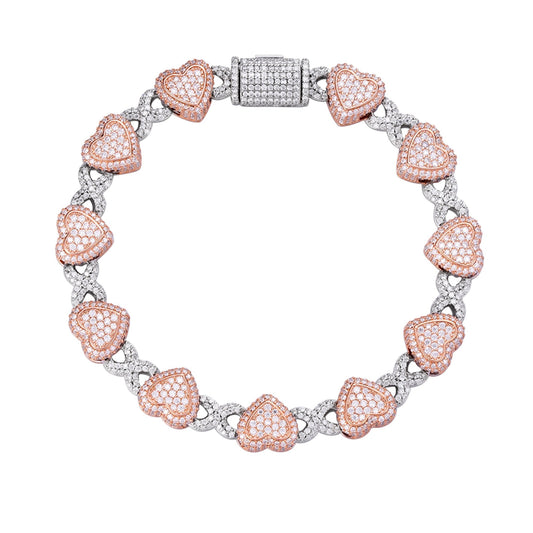 S.Silver Round Moissanite Infinity Heart Designer 8 Inch Bracelet RP+PP 8-1/6 Cttw