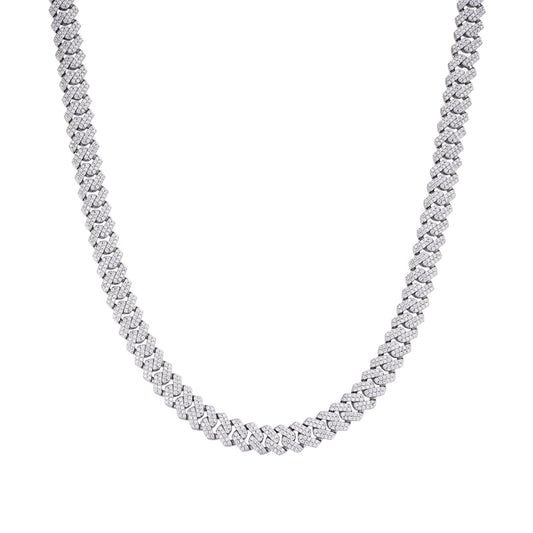 S.Silver 8mm Round Moissanite Cuban 20 Inch Necklace RP 8-1/3 Cttw
