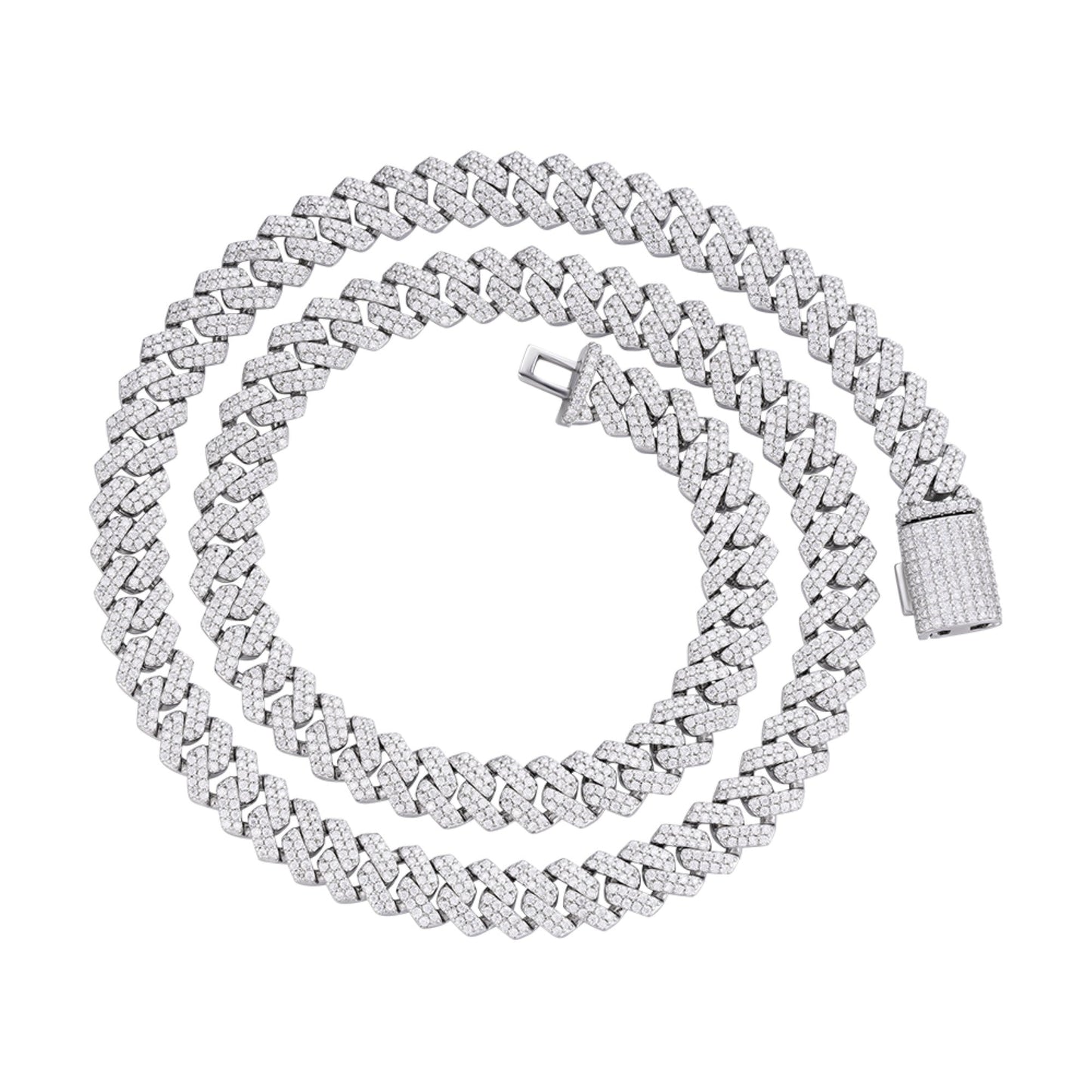 S.Silver 8mm Round Moissanite Cuban 22 Inch Necklace RP 8-1/3 Cttw