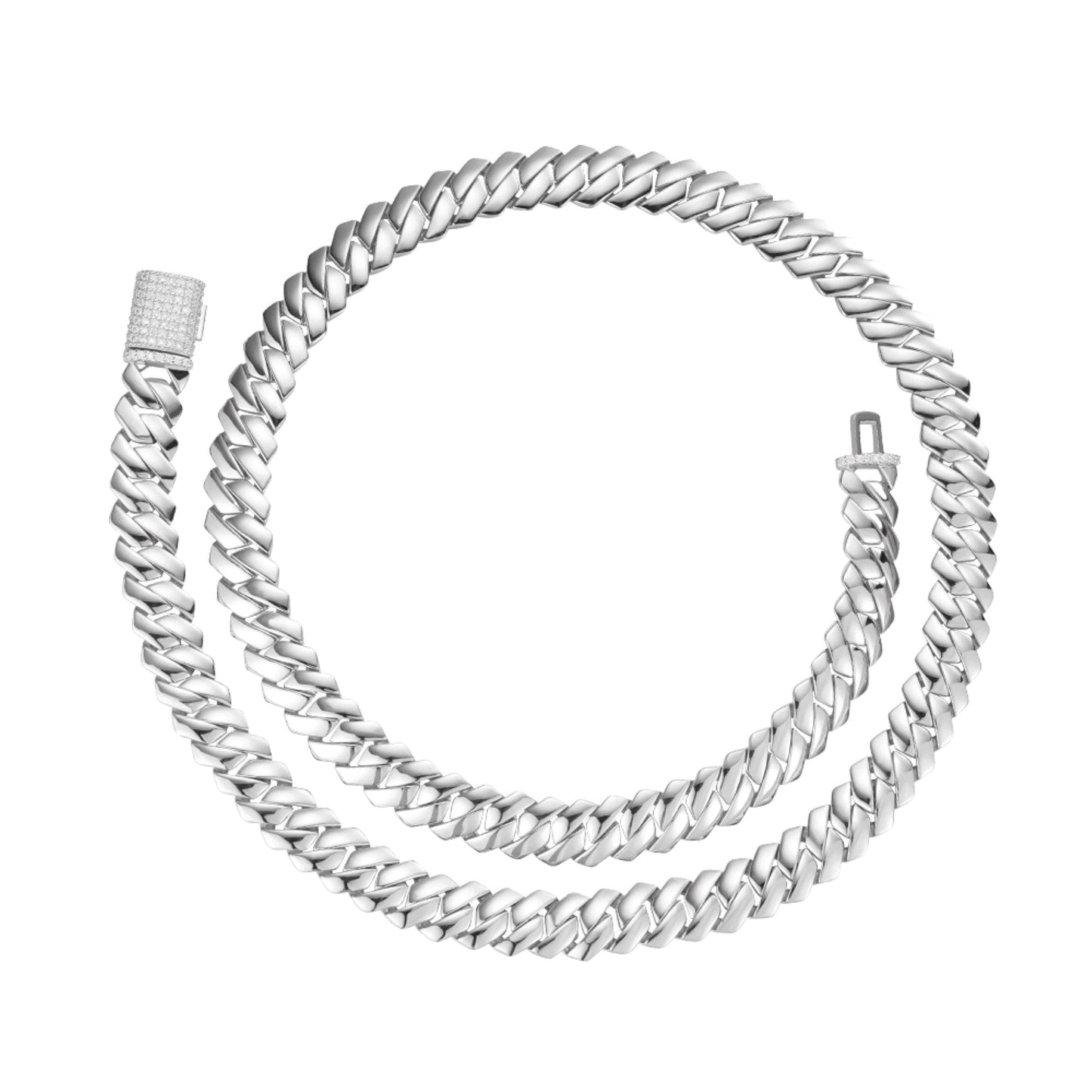 S.Silver Round Moissanite 8 Inch Plain Cuban Bracelet With Iced Out Lock RP 1/2 Cttw