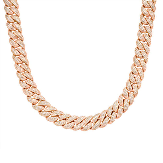 S.Silver Moissanite 10mm 22 Inch Cuban Chain Necklace PP 13-5/8 Cttw
