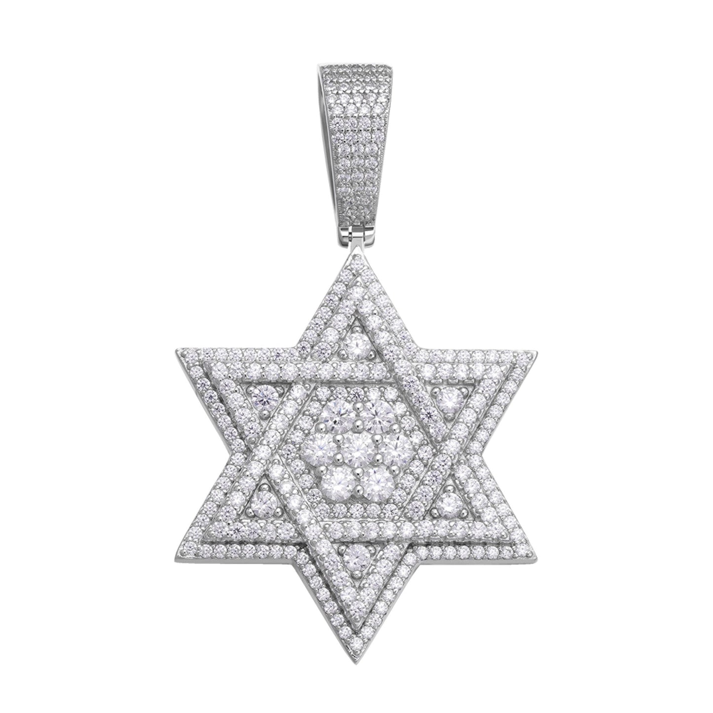 S.Silver Round Moissanite Star Designer Pendant RP 2-1/4 Cttw