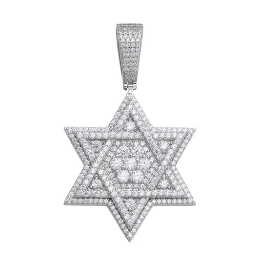 S.Silver Round Moissanite Star Designer Pendant RP 2-1/4 Cttw