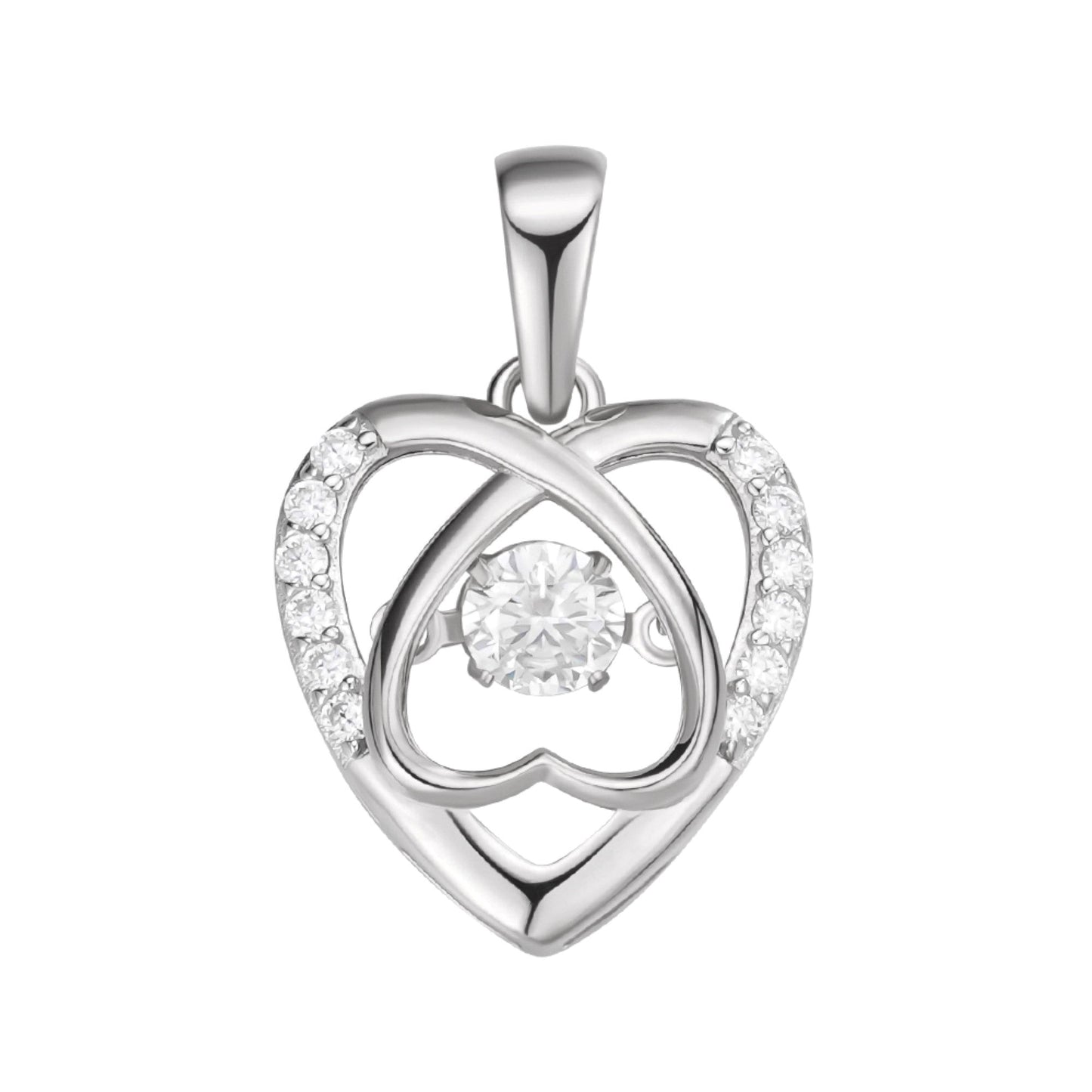 S.Silver Round Moissanite Infinity Heart Designer Pendant RP 3/8 Cttw