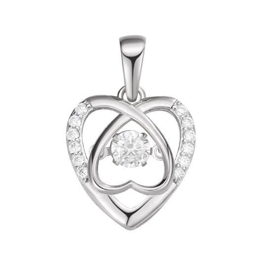 S.Silver Round Moissanite Infinity Heart Designer Pendant RP 3/8 Cttw