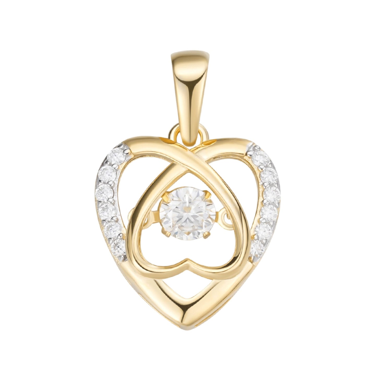S.Silver Round Moissanite Infinity Heart Designer Pendant RP+GP 3/8 Cttw