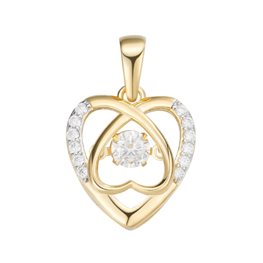 S.Silver Round Moissanite Infinity Heart Designer Pendant RP+GP 3/8 Cttw