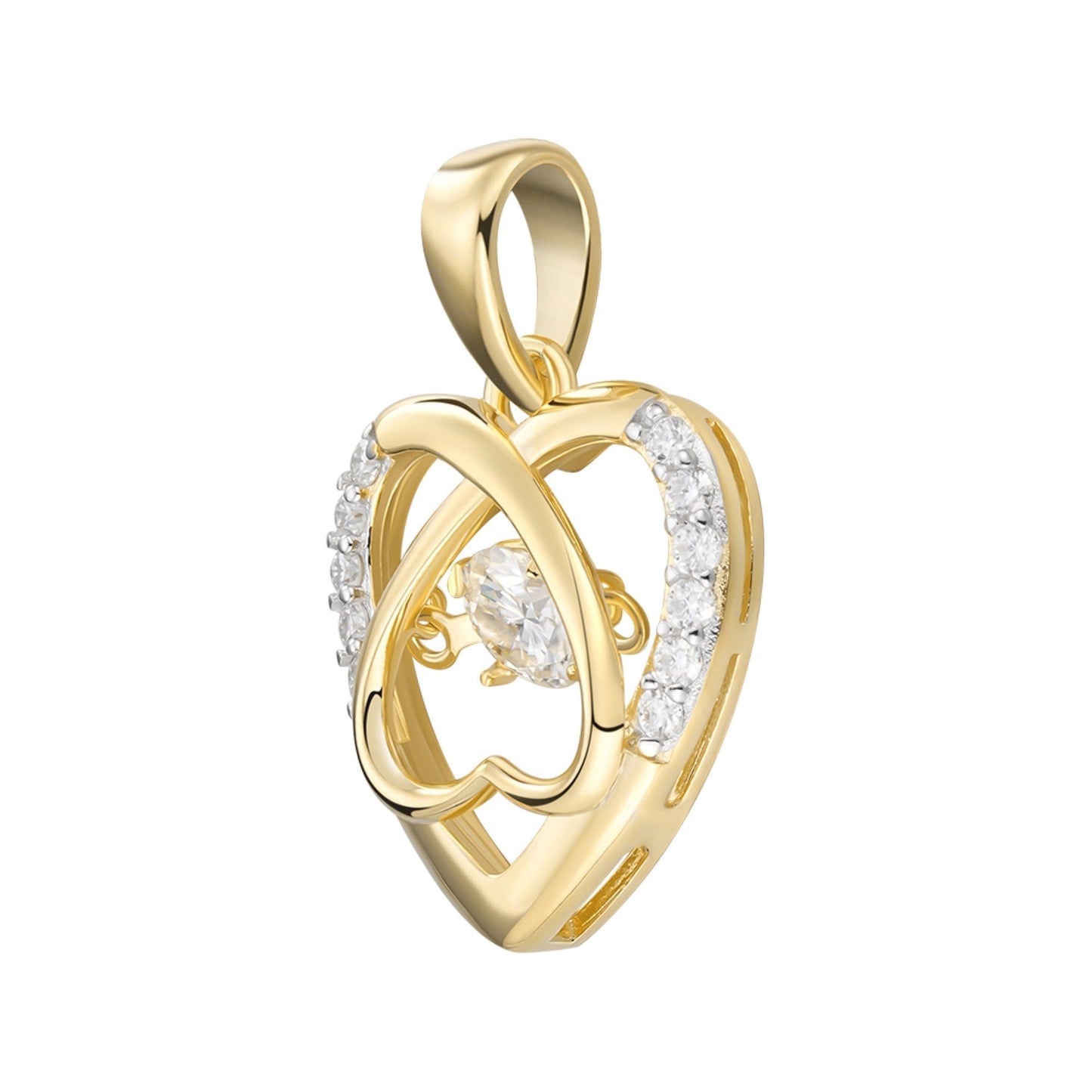 S.Silver Round Moissanite Infinity Heart Designer Pendant RP+GP 3/8 Cttw