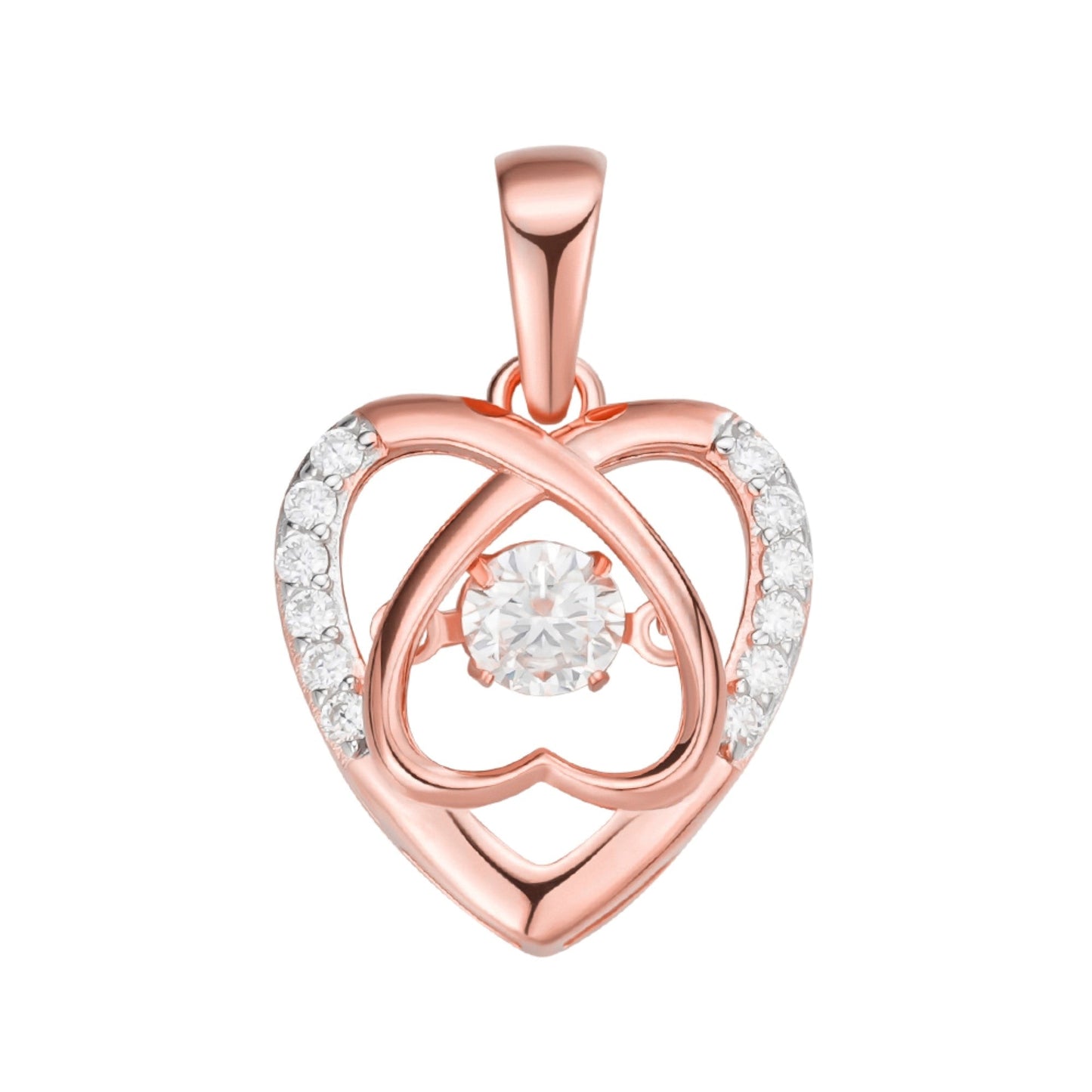 S.Silver Round Moissanite Infinity Heart Designer Pendant RP+PP 3/8 Cttw