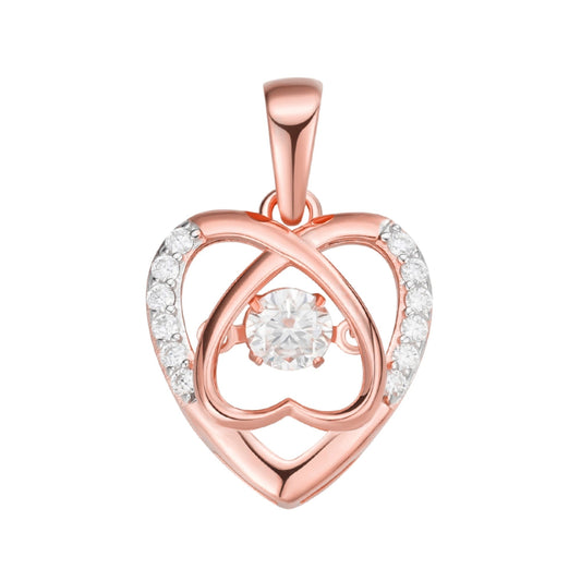S.Silver Round Moissanite Infinity Heart Designer Pendant RP+PP 3/8 Cttw