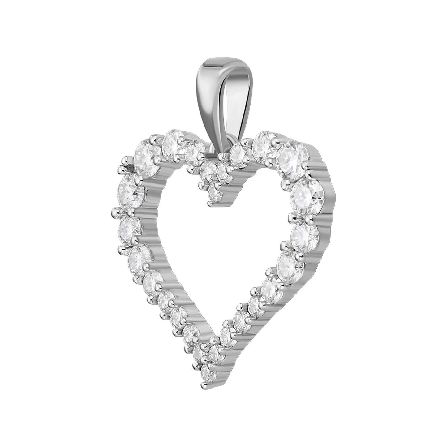 S.Silver Round Moissanite Single Row Heart Designer Pendant RP 1-1/4 Cttw