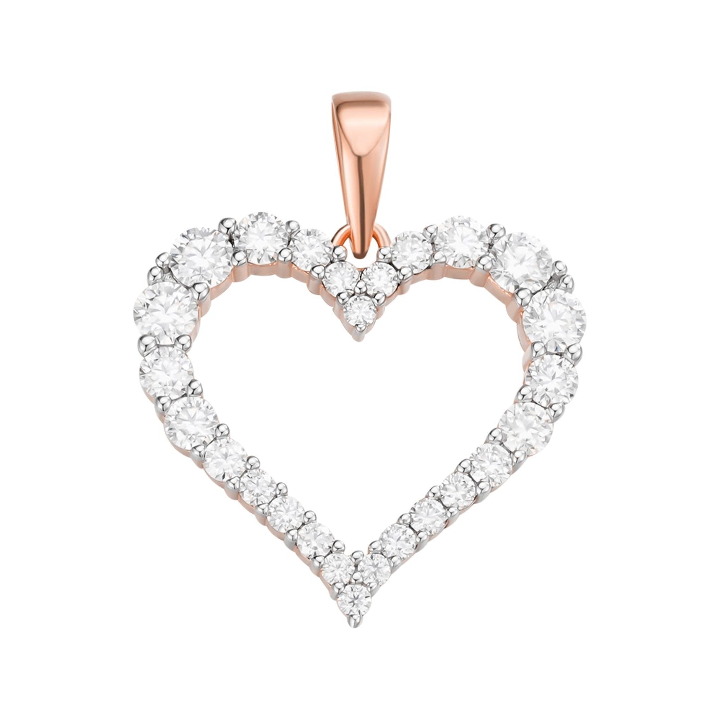 S.Silver Round Moissanite Single Row Heart Designer Pendant RP+PP 1-1/4 Cttw