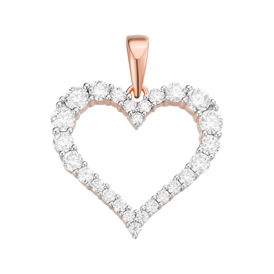 S.Silver Round Moissanite Single Row Heart Designer Pendant RP+PP 1-1/4 Cttw