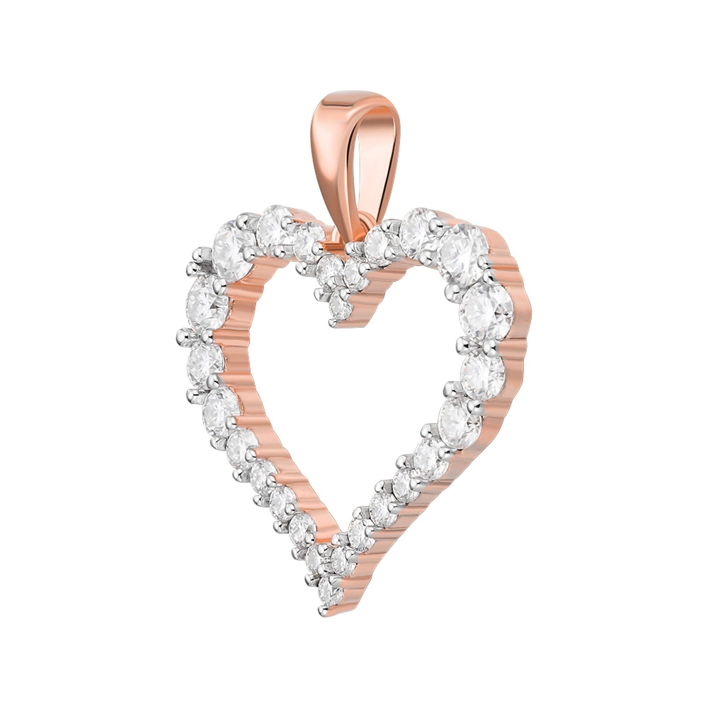 S.Silver Round Moissanite Single Row Heart Designer Pendant RP+PP 1-1/4 Cttw