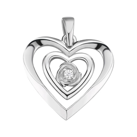 S.Silver Round Moissanite Solitaire Heart Designer Pendant RP 1/10 Cttw