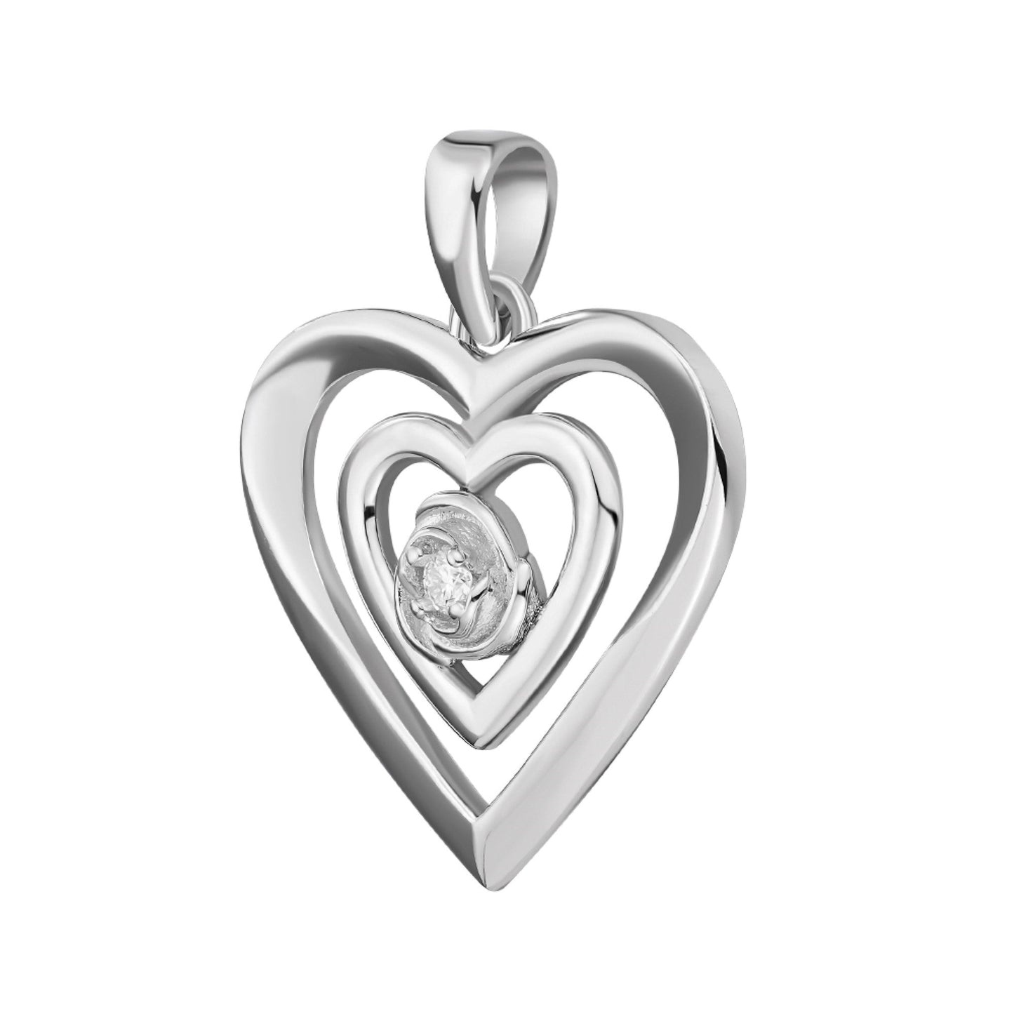 S.Silver Round Moissanite Solitaire Heart Designer Pendant RP 1/10 Cttw