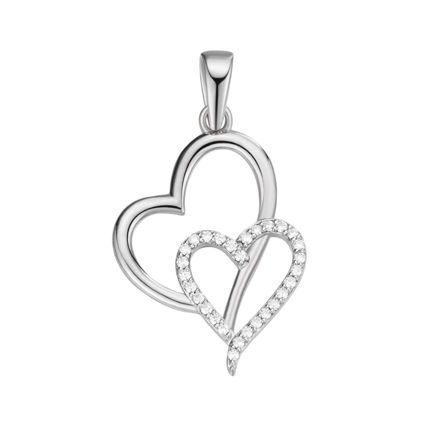 S.Silver Round Moissanite Double Heart Infinity Designer Pendant RP 1/6 Cttw