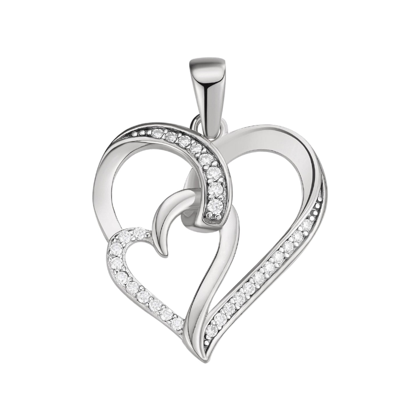 S.Silver Round Moissanite Double Heart Infinity Designer Pendant RP 1/6 Cttw