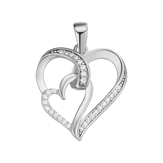 S.Silver Round Moissanite Double Heart Infinity Designer Pendant RP 1/6 Cttw