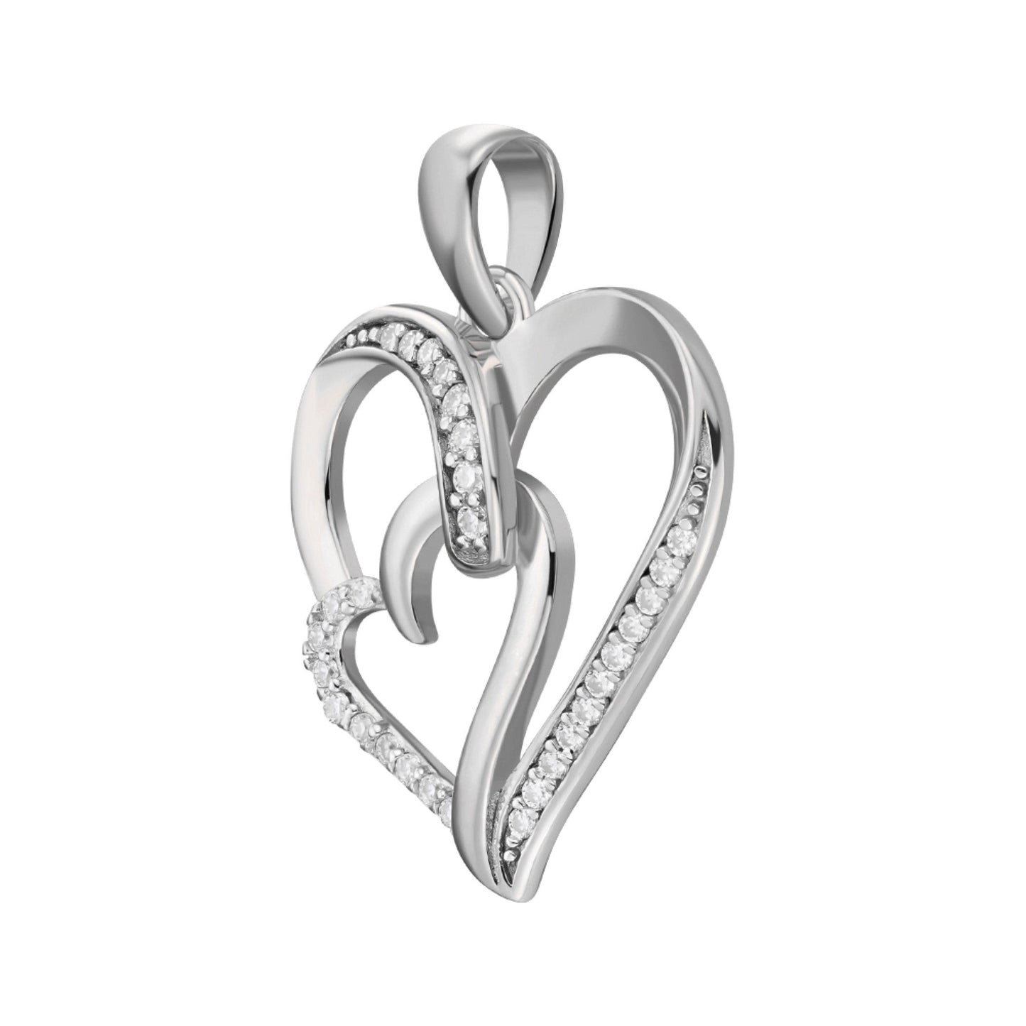 S.Silver Round Moissanite Double Heart Infinity Designer Pendant RP 1/6 Cttw