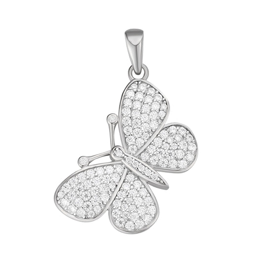 S.Silver Round Moissanite Butterfly Animal Pendant RP 1 Cttw