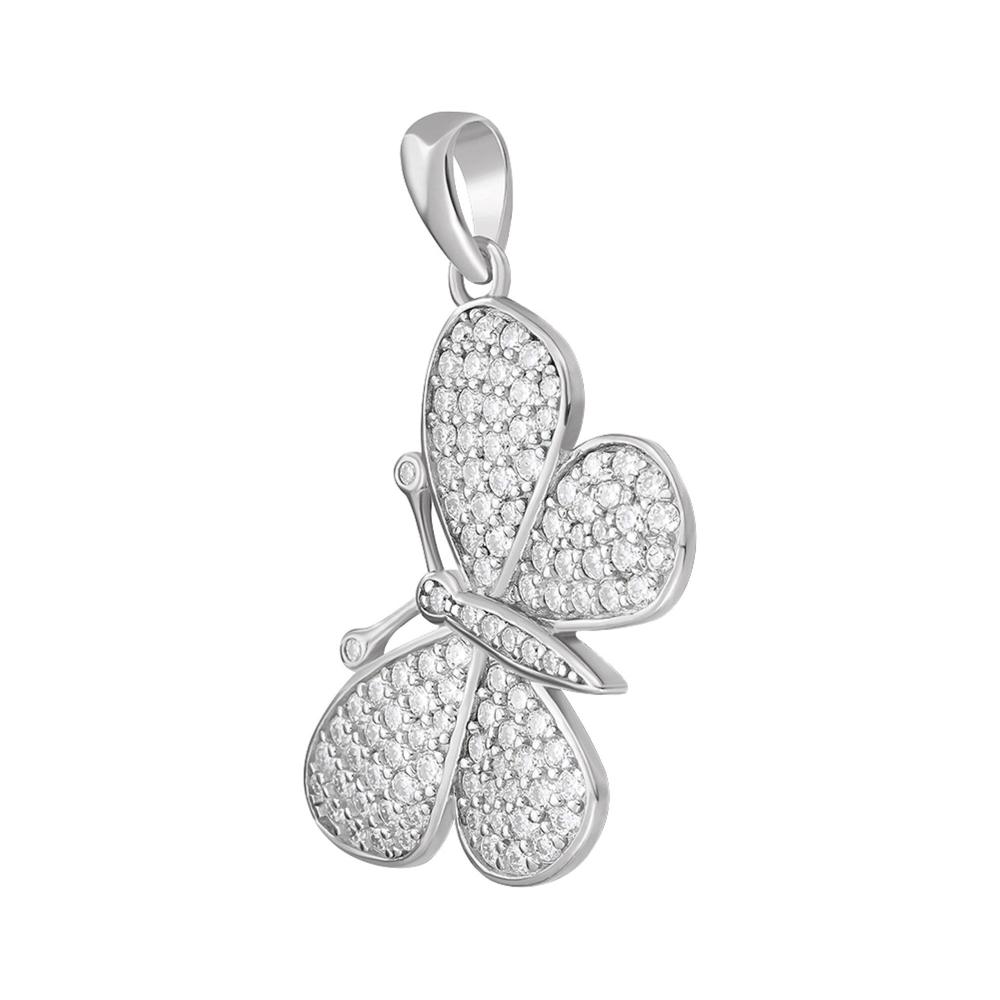 S.Silver Round Moissanite Butterfly Animal Pendant RP 1 Cttw
