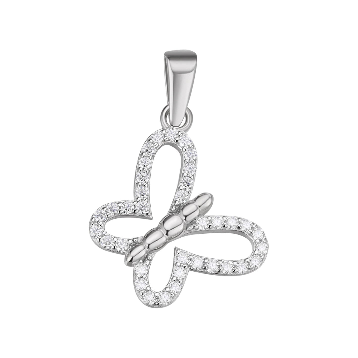 S.Silver Round Moissanite Butterfly Animal Pendant RP 1/3 Cttw
