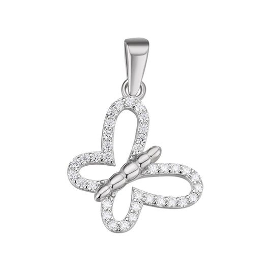 S.Silver Round Moissanite Butterfly Animal Pendant RP 1/3 Cttw