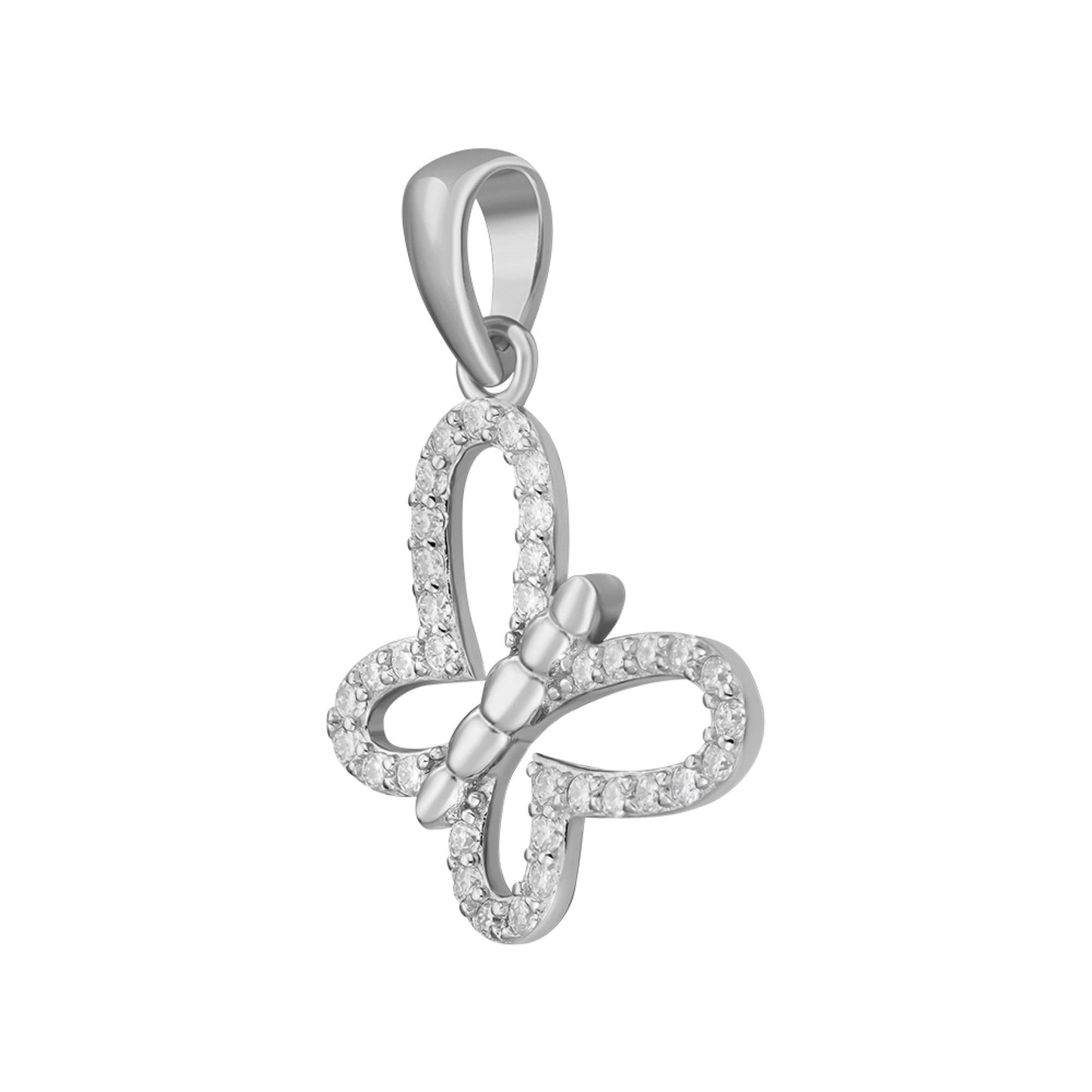 S.Silver Round Moissanite Butterfly Animal Pendant RP 1/3 Cttw