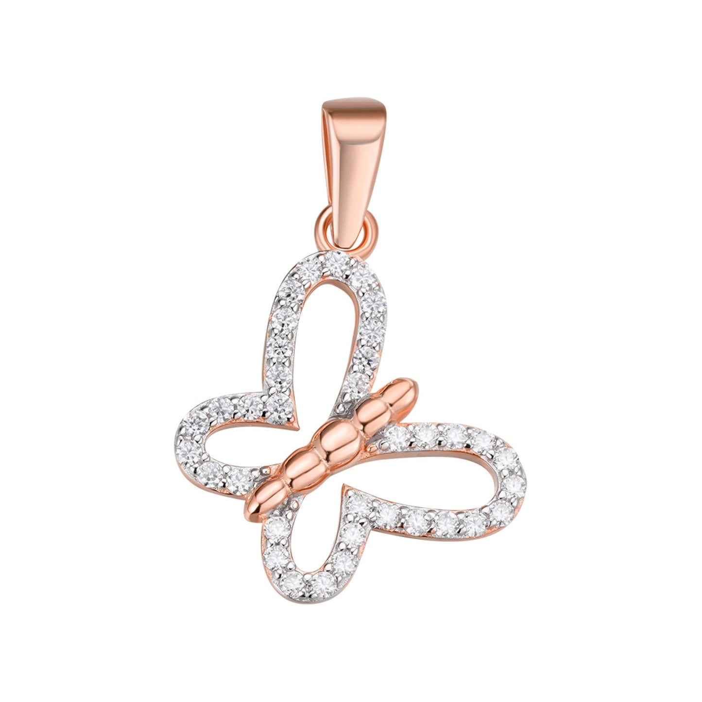 S.Silver Round Moissanite Butterfly Animal Pendant RP+PP 1/3 Cttw