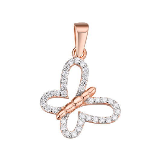 S.Silver Round Moissanite Butterfly Animal Pendant RP+PP 1/3 Cttw
