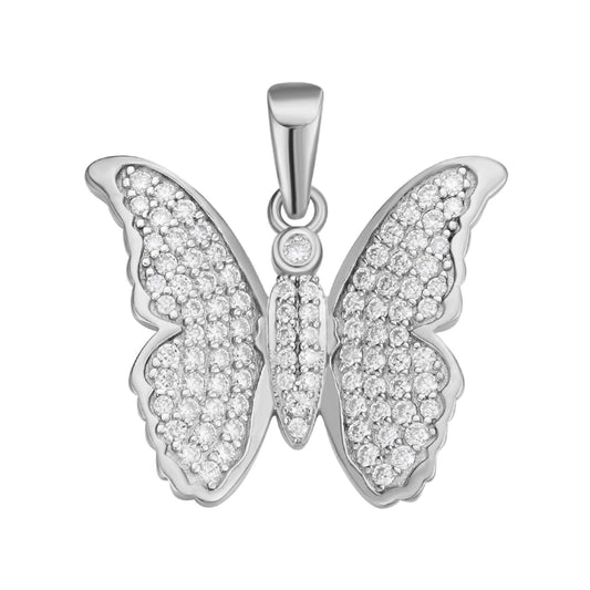 S.Silver Round Moissanite Butterfly Animal Pendant RP 3/4 Cttw